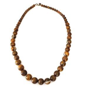 Baskin Brothers Vintage Brown Lucite Beaded 34" Long Statement Necklace